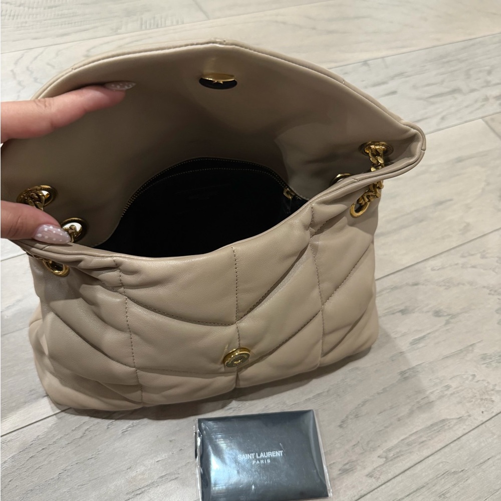 Saint Laurent Quilted Leather Shoulder Bag in Taupe with Gold Hardware - Picture 2 of 2